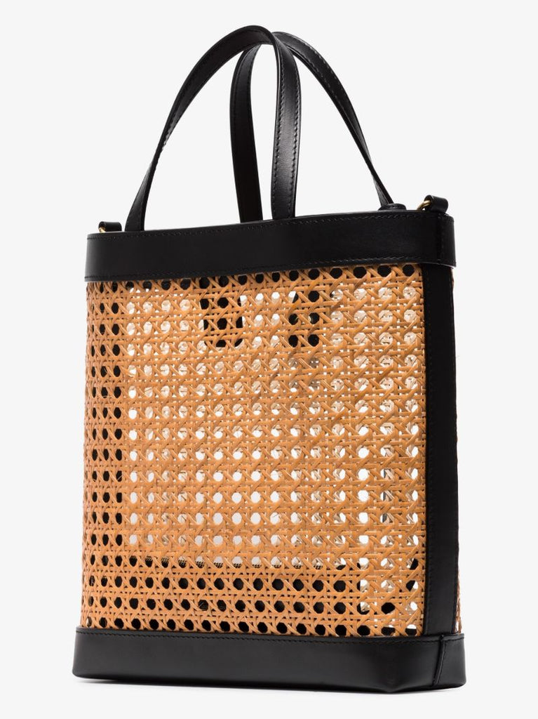 Black and Neutral Toy Raffia Tote Bag