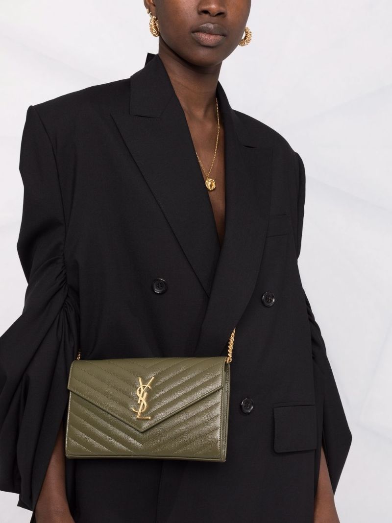 Slp Blk Gld Ysl Grain Lthr Mini Bg