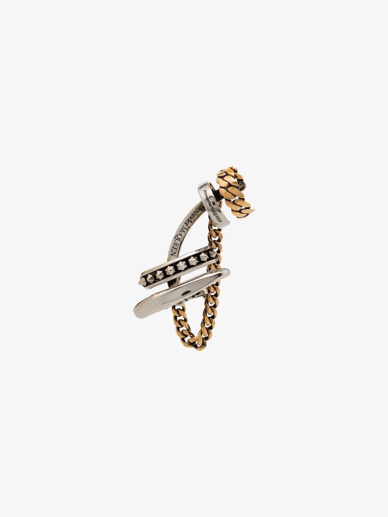 Silver and Gold Tone Punk Chain Ear Cuff