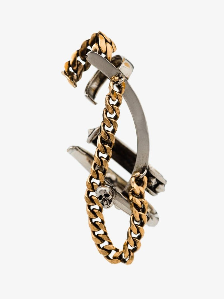 Silver and Gold Tone Punk Chain Ear Cuff