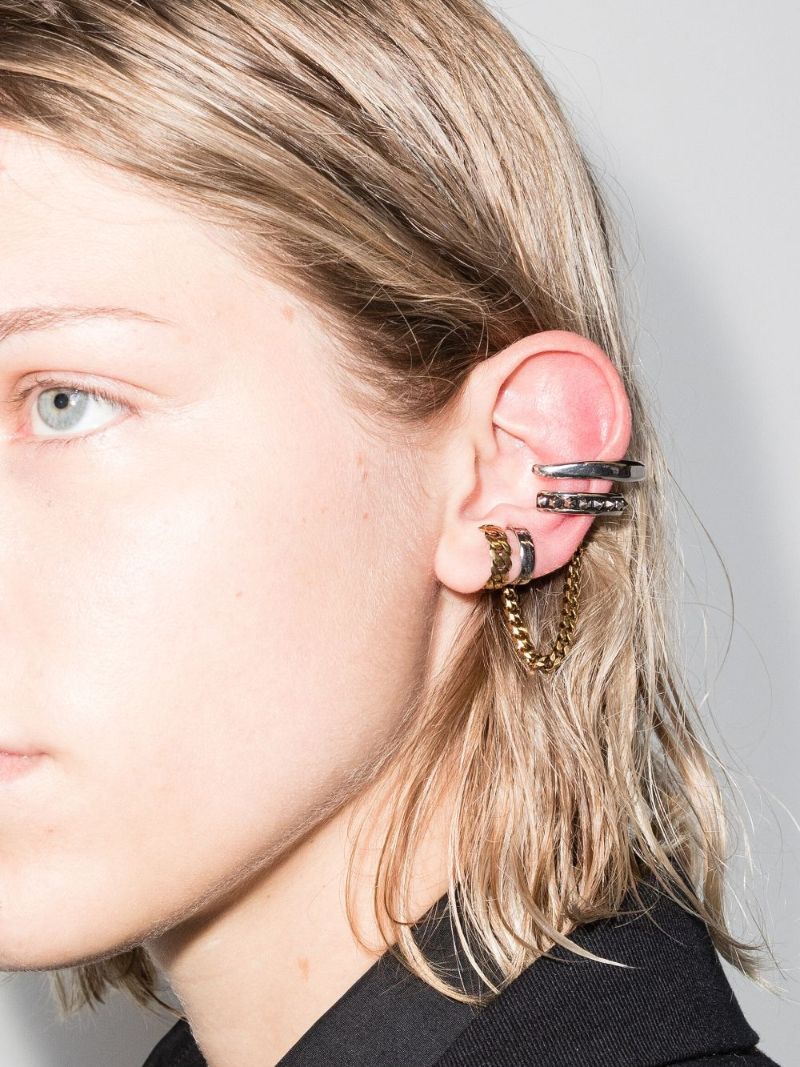 Silver and Gold Tone Punk Chain Ear Cuff