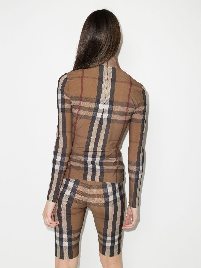 Brown Check Turtleneck Top