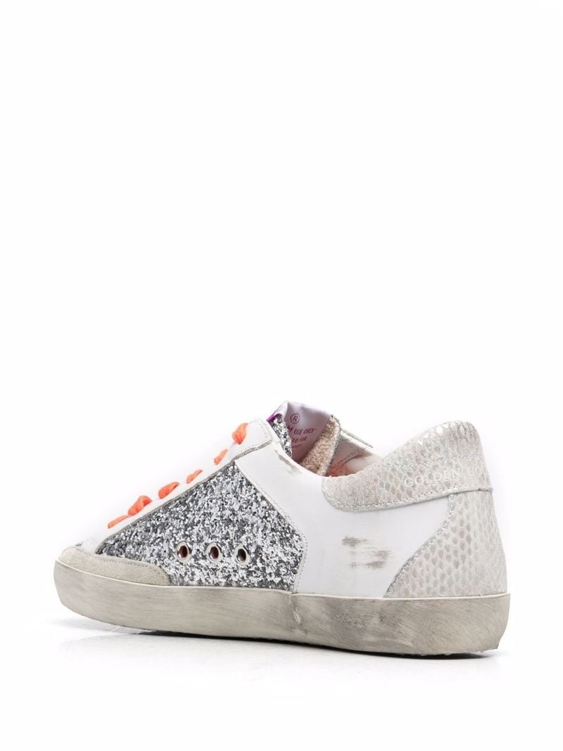 Silver Superstar Leather Glitter Sneakers
