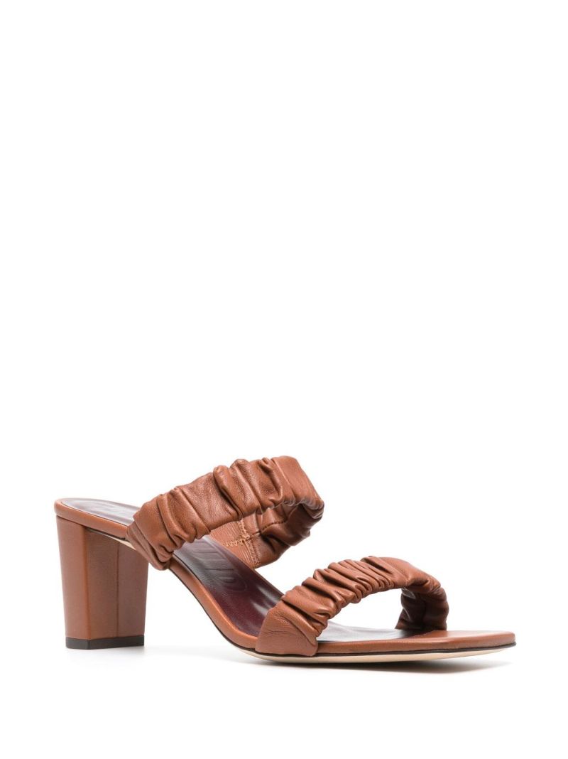 Brown Frankie 50 Ruched Leather Sandals