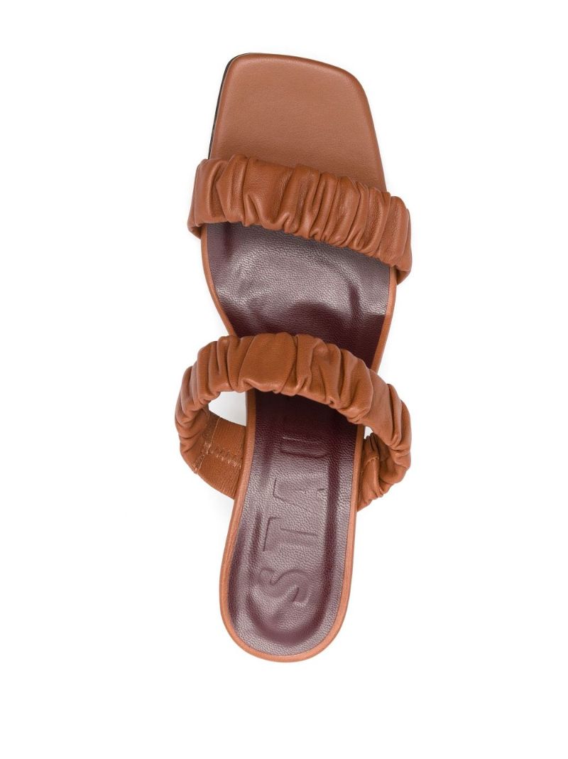 Brown Frankie 50 Ruched Leather Sandals