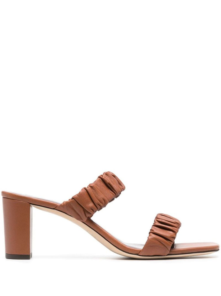 Brown Frankie 50 Ruched Leather Sandals