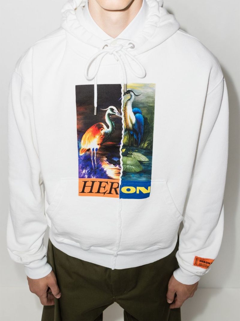 Split Heron Print Hoodie