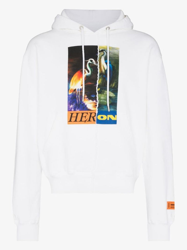 Split Heron Print Hoodie