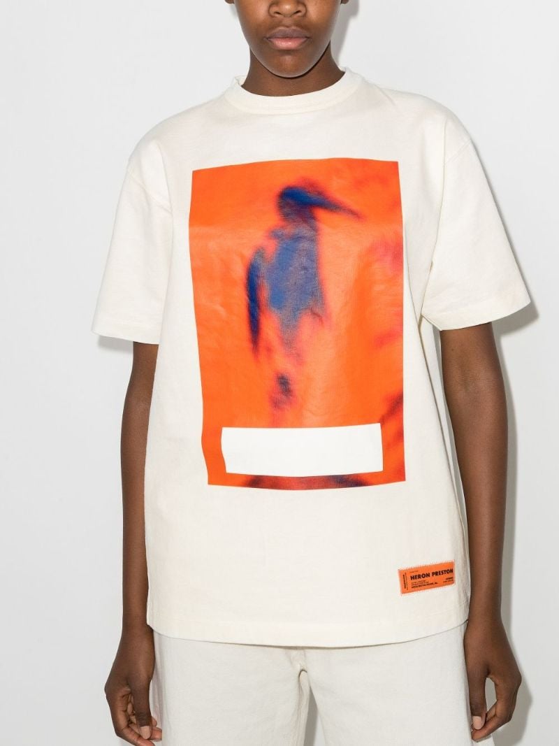 Censored Heron Print Oversized T-shirt
