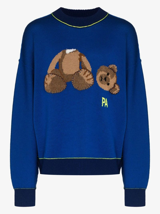 Bear Embroidered Wool Sweater