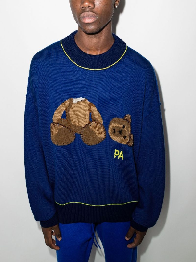 Bear Embroidered Wool Sweater
