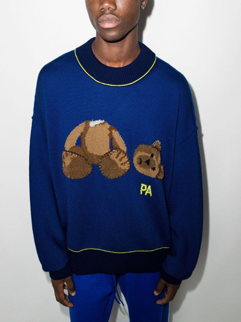 Bear Embroidered Wool Sweater