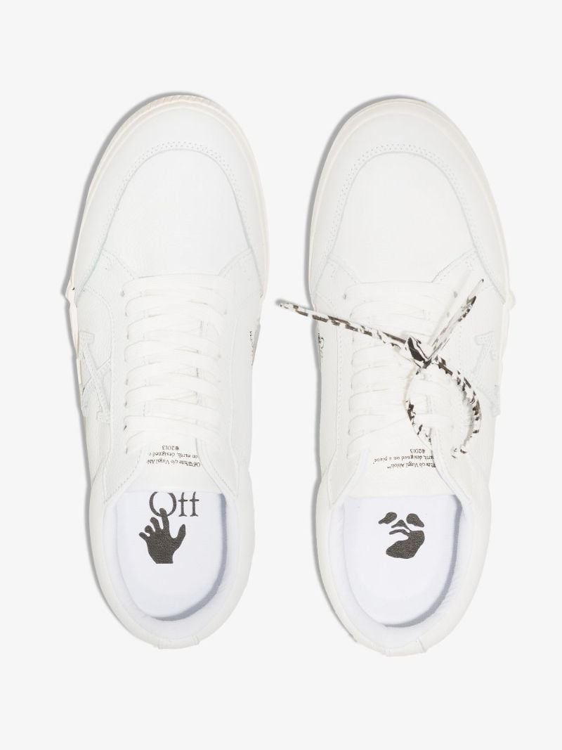 White Low Vulcanised Leather Sneakers