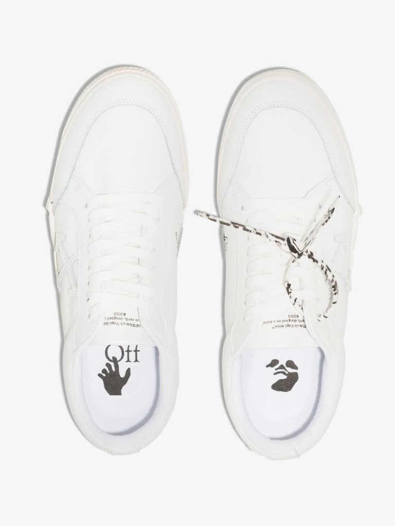 White Low Vulcanised Leather Sneakers