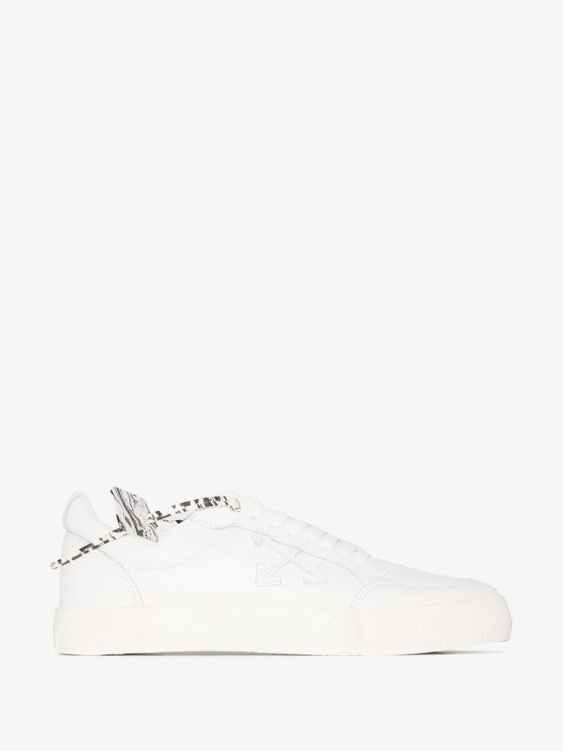 White Low Vulcanised Leather Sneakers