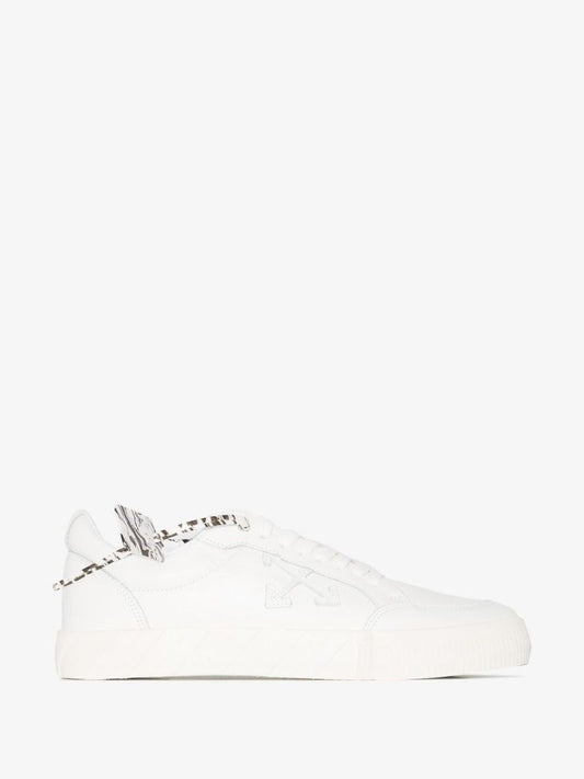 White Low Vulcanised Leather Sneakers