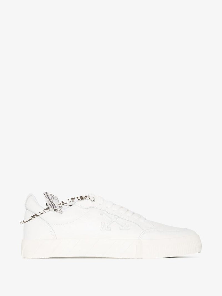 White Low Vulcanised Leather Sneakers