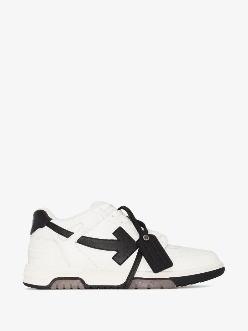 White and Black Out of Office Leather Sneakers