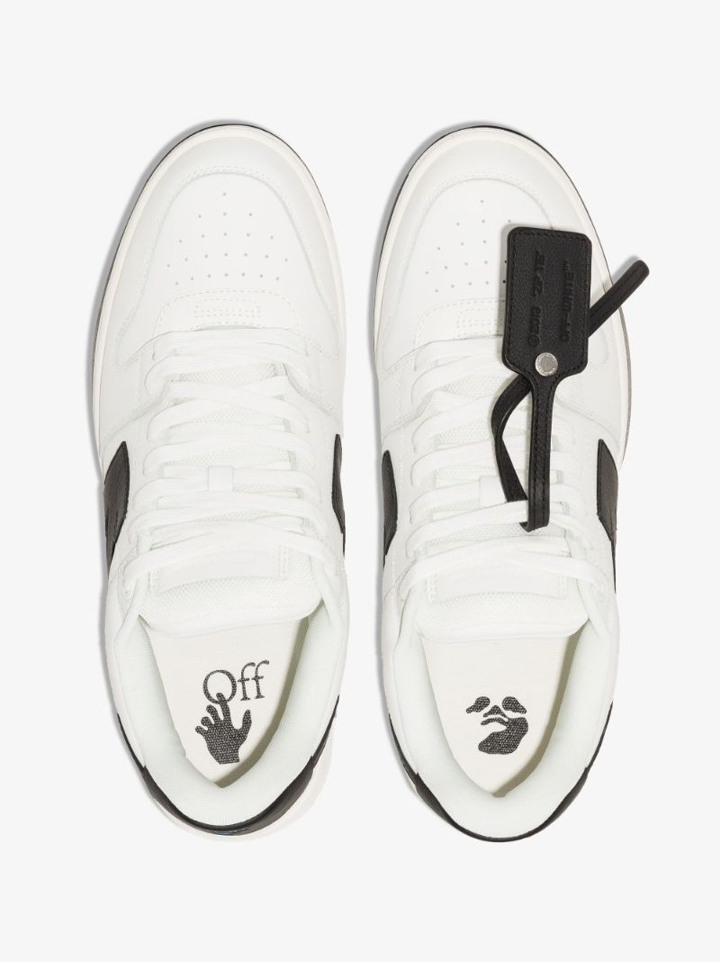 White and Black Out of Office Leather Sneakers