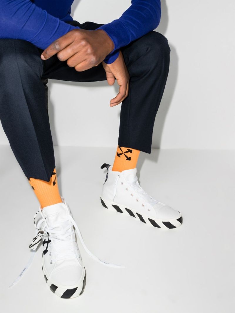 White Vulcanized High Top Sneakers