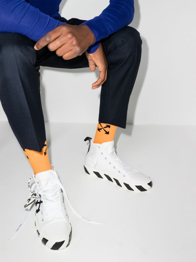 White Vulcanized High Top Sneakers