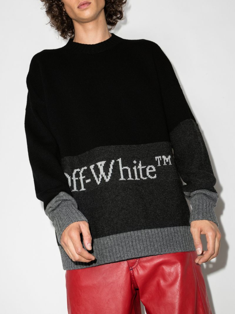 Black Logo Intarsia Wool Sweater