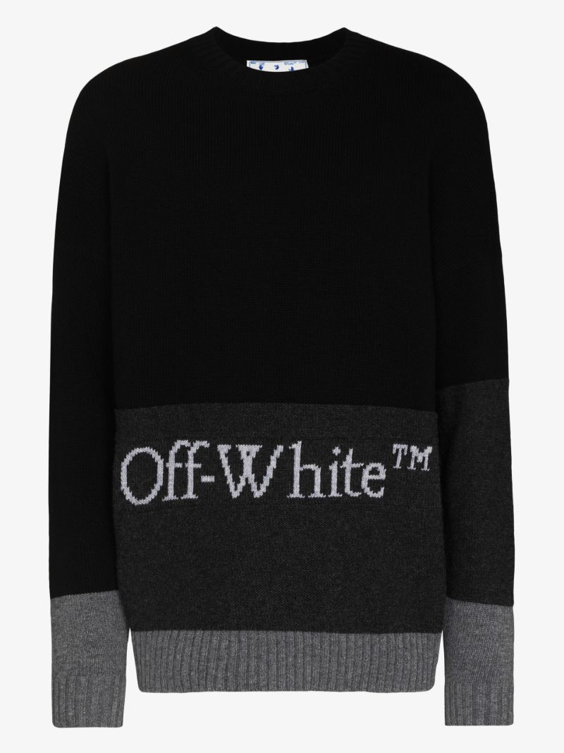 Black Logo Intarsia Wool Sweater