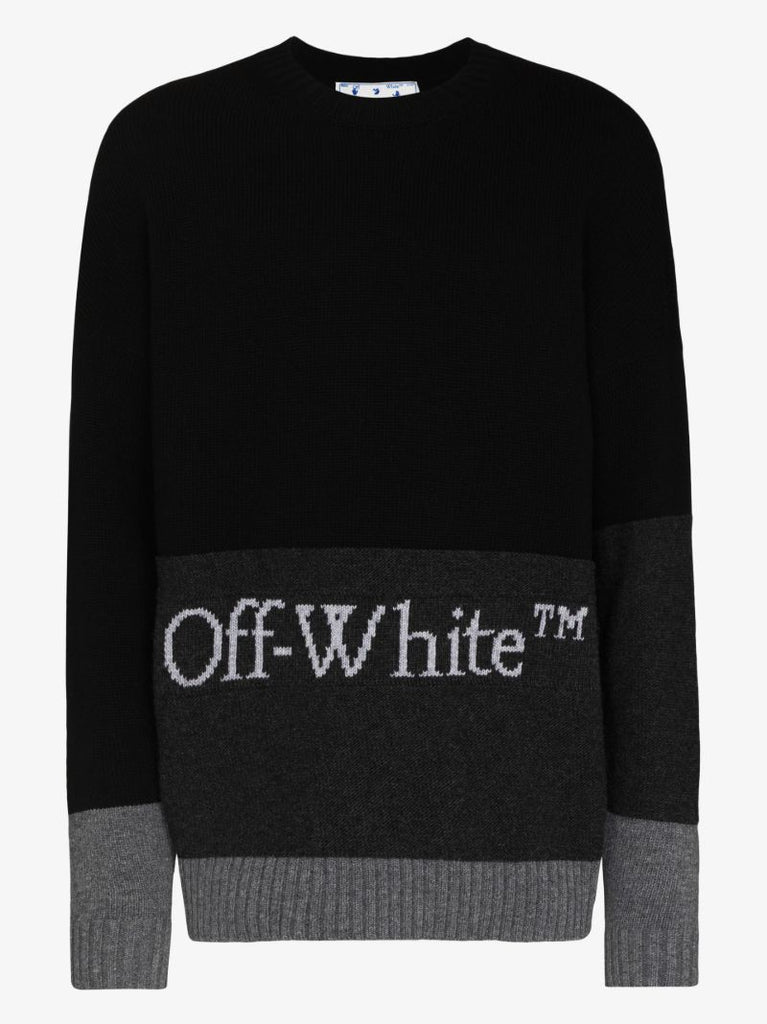 Black Logo Intarsia Wool Sweater