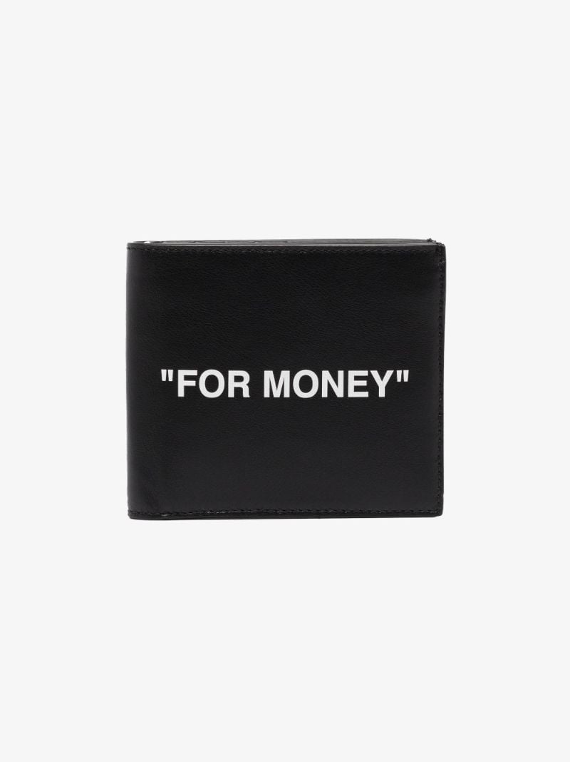 Black "for Money" Bifold Leather Wallet