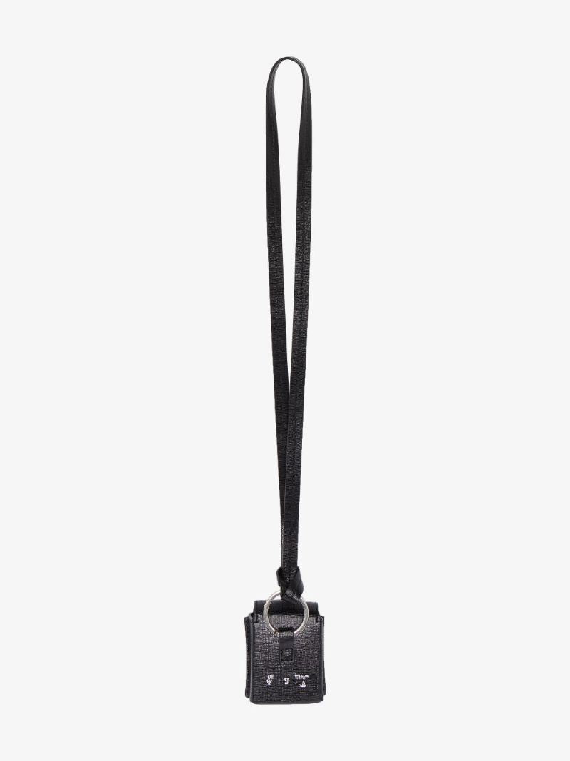 Black Diagonals Leather Airpods Case