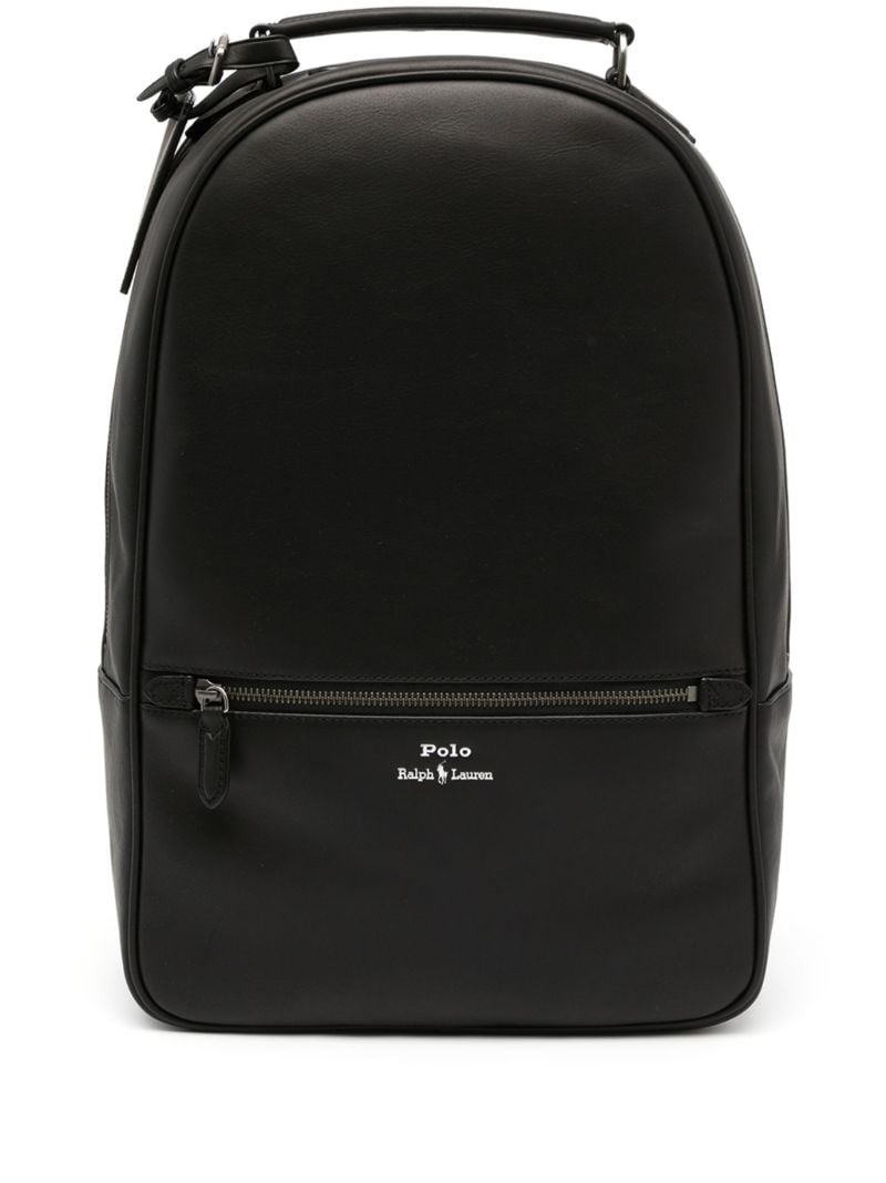 Black Logo-print Leather Backpack