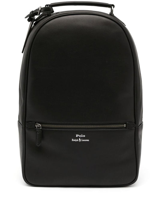 Black Logo-print Leather Backpack