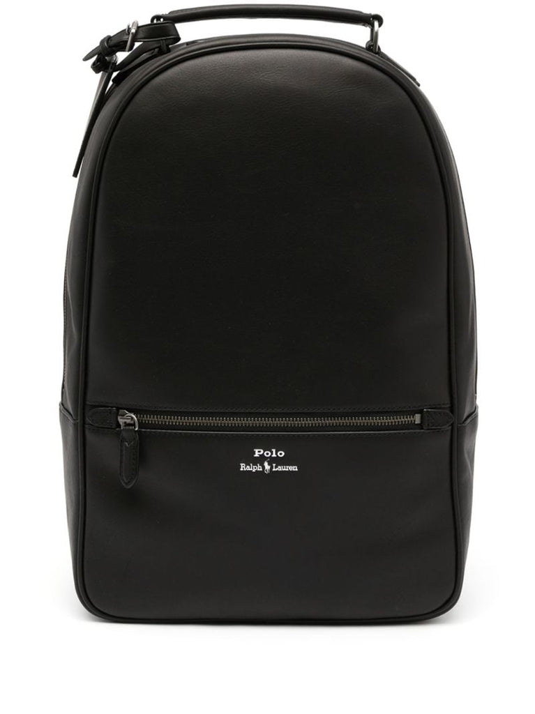 Black Logo-print Leather Backpack