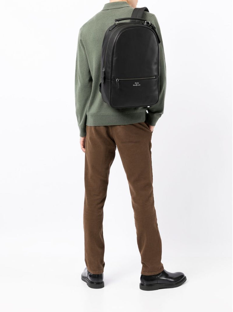 Black Logo-print Leather Backpack