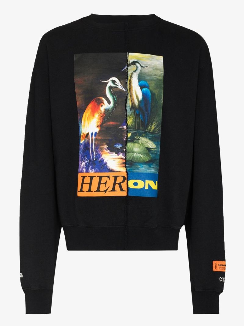 Split Heron Print Sweatshirt