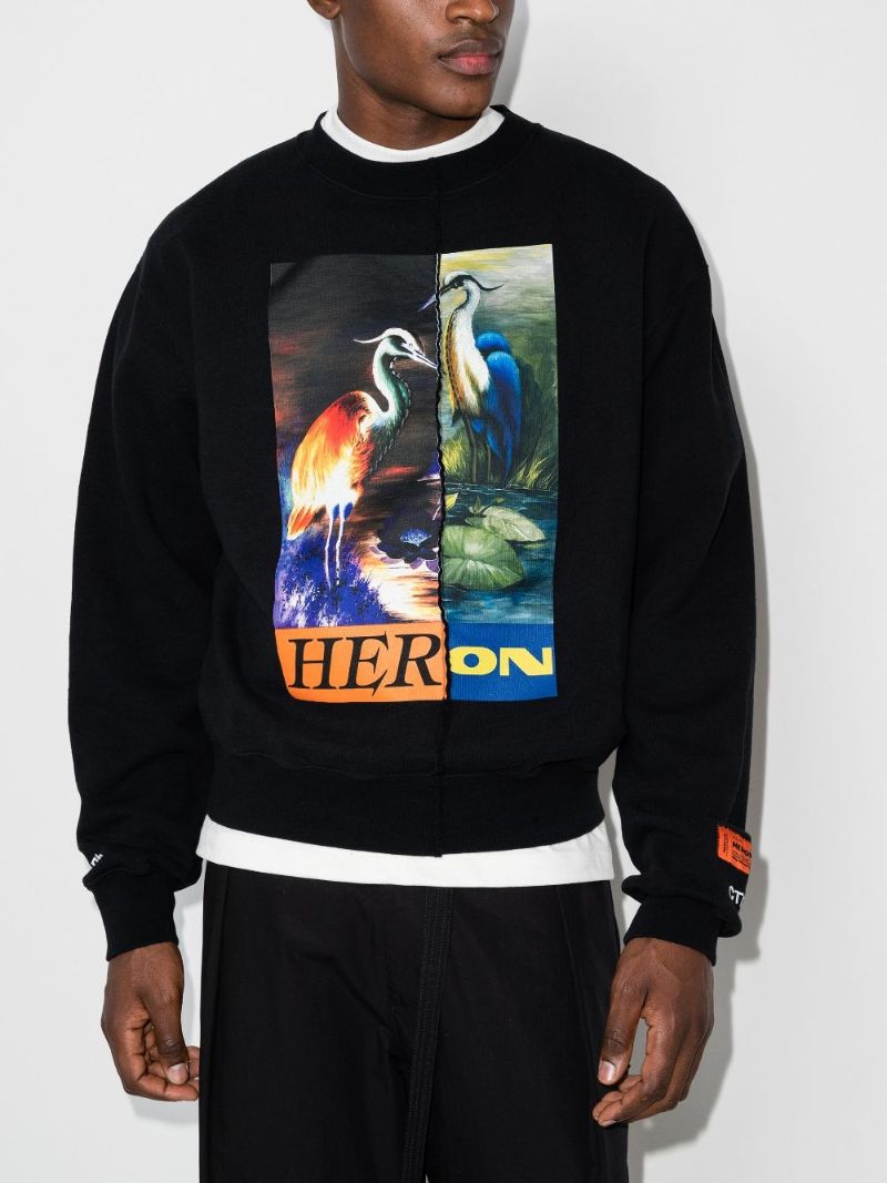 Split Heron Print Sweatshirt