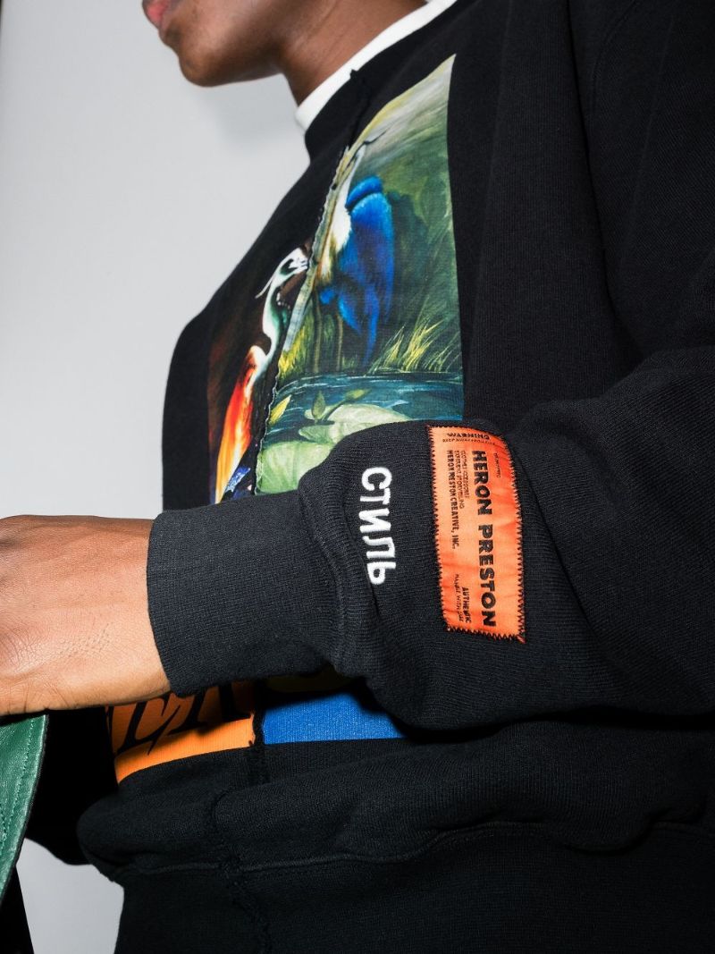 Split Heron Print Sweatshirt