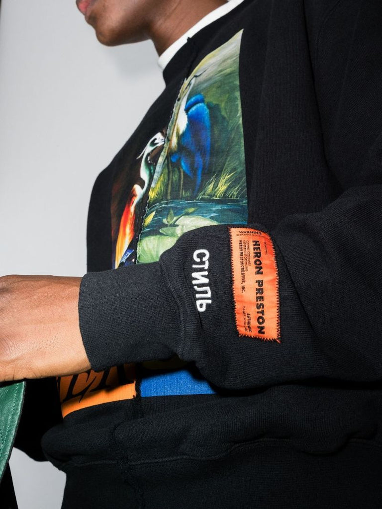 Split Heron Print Sweatshirt
