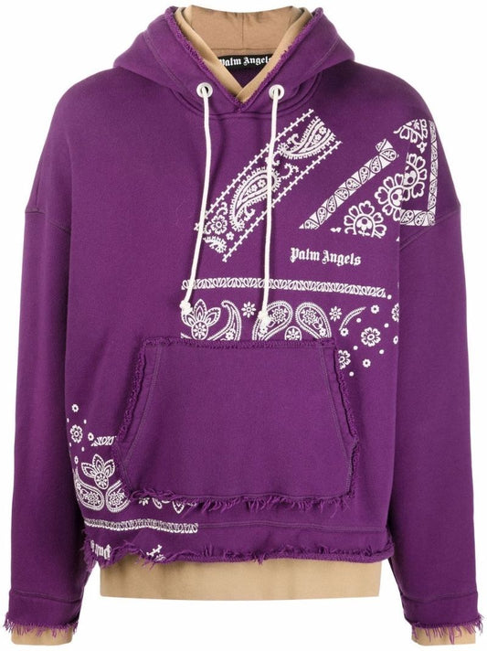 Purple Bandana Print Cotton Hoodie