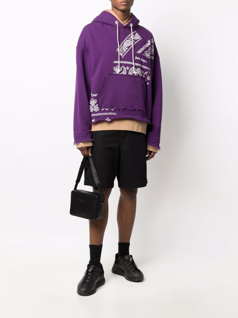Purple Bandana Print Cotton Hoodie