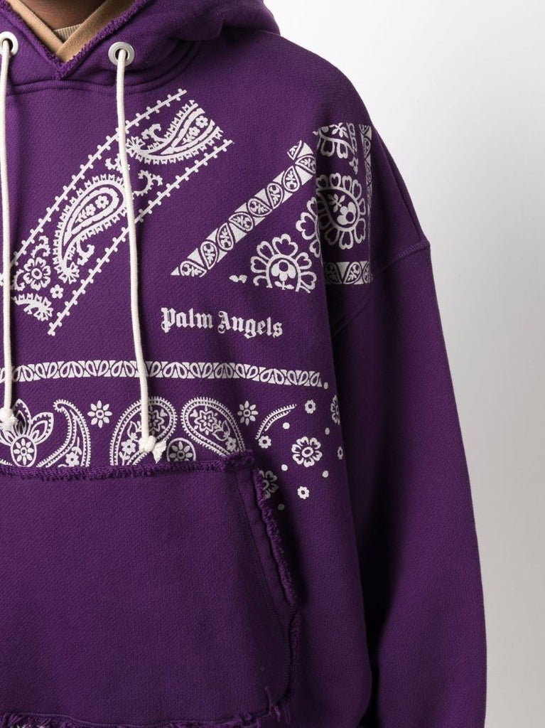 Purple Bandana Print Cotton Hoodie