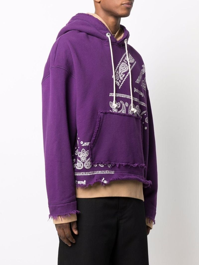 Purple Bandana Print Cotton Hoodie