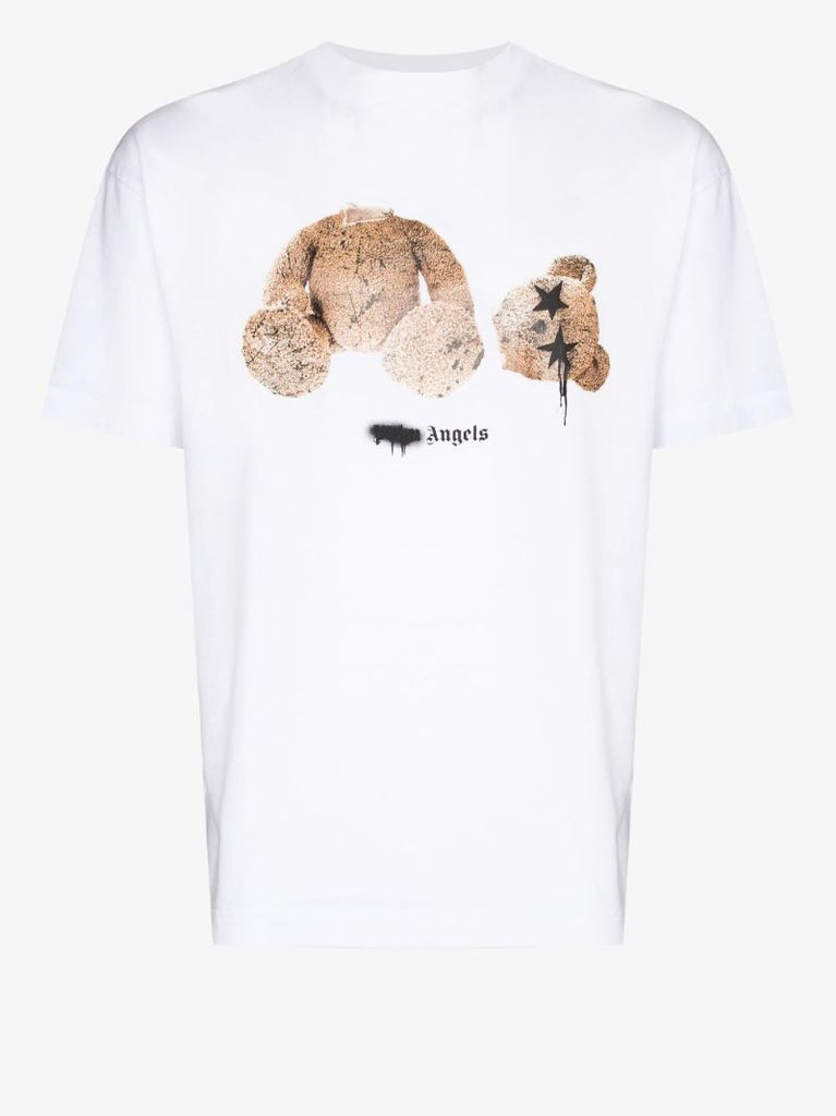 Sprayed Bear Logo Cotton T-shirt
