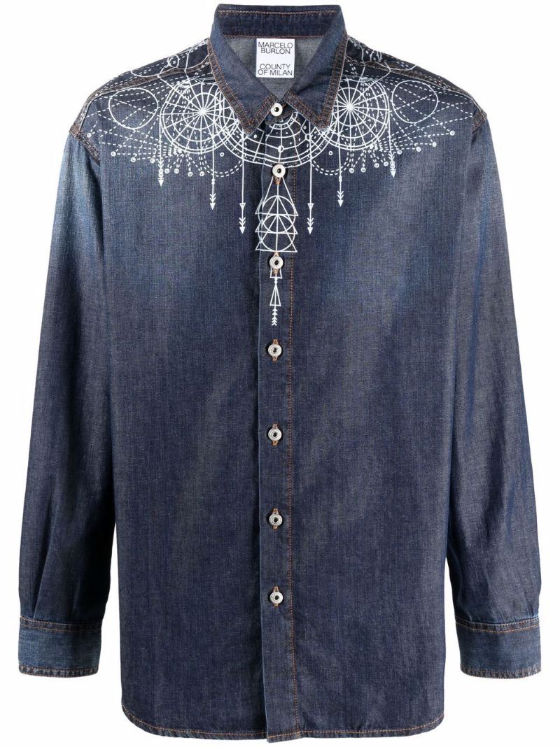 Blue Astral Wings Denim Shirt