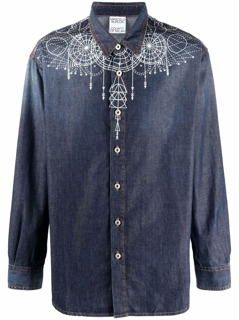 Blue Astral Wings Denim Shirt