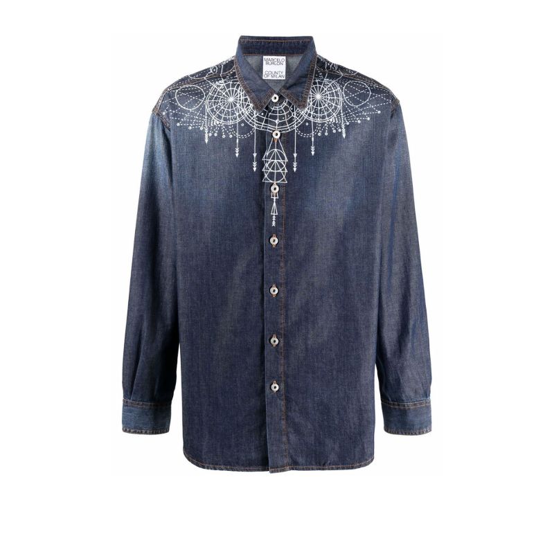 Blue Astral Wings Denim Shirt