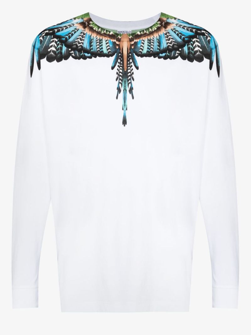 Grizzly Wings Print Long Sleeve Cotton T-shirt