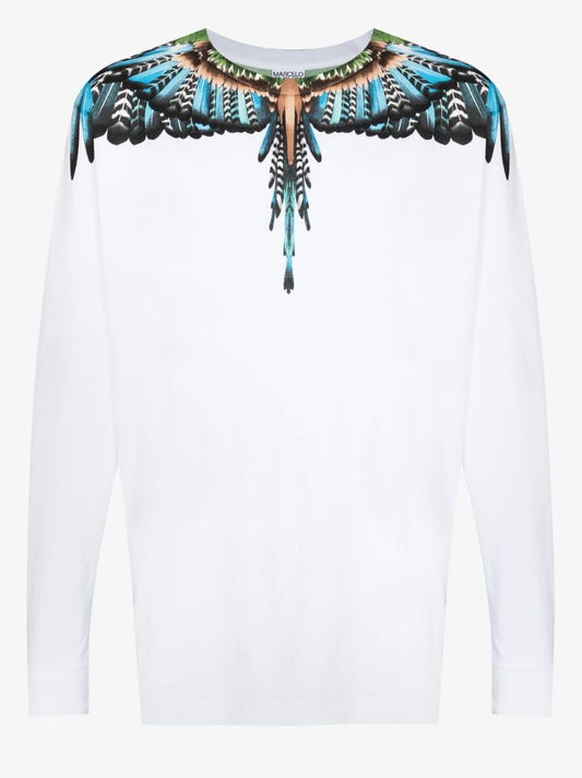 Grizzly Wings Print Long Sleeve Cotton T-shirt