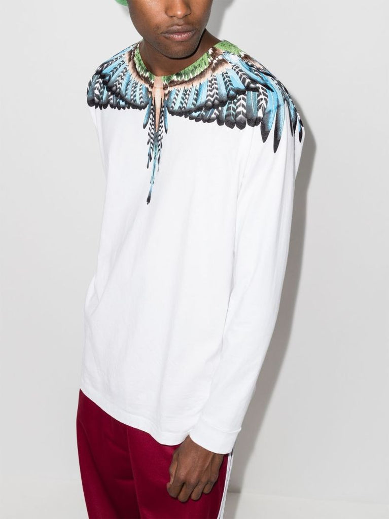 Grizzly Wings Print Long Sleeve Cotton T-shirt