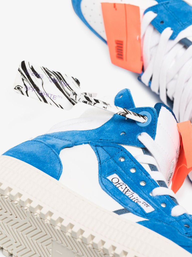 White and Blue Off-court 3.0 Leather Sneakers